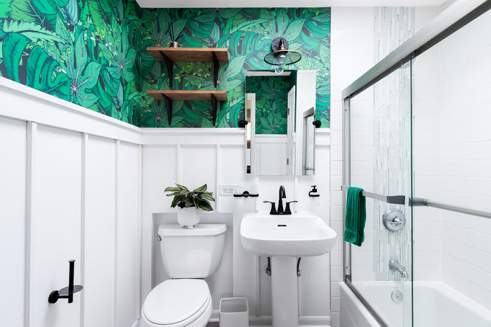 Bathroom Remodel with Wallpaper