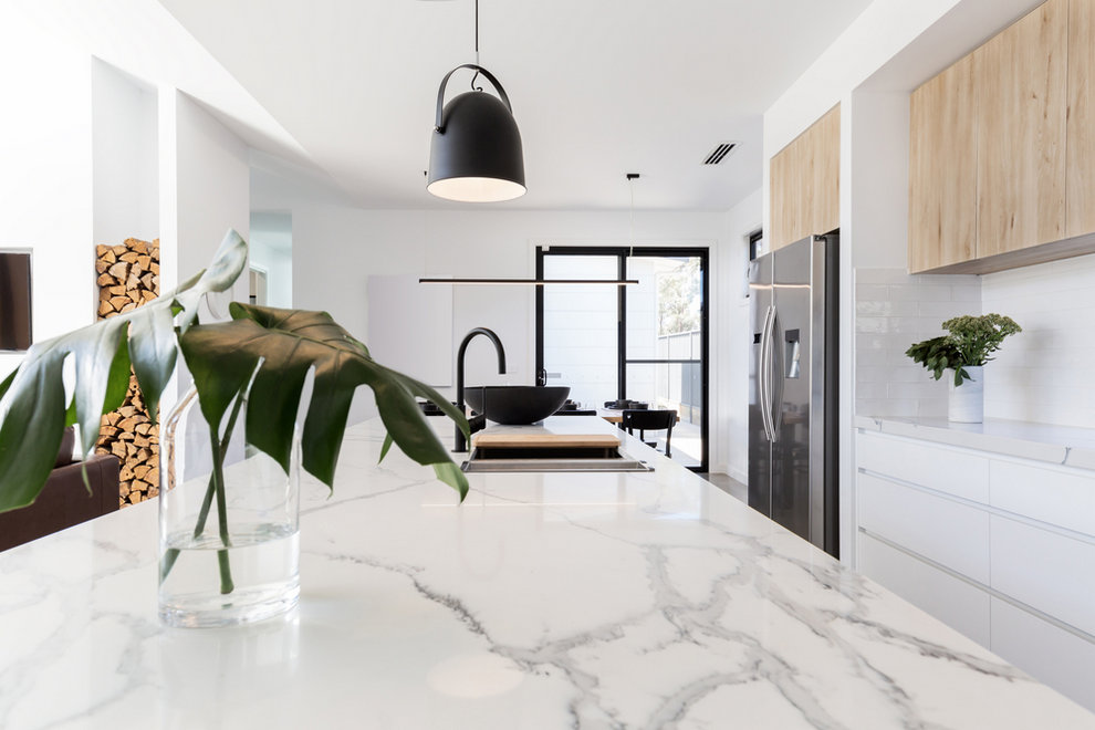 Kitchen with marble countertops