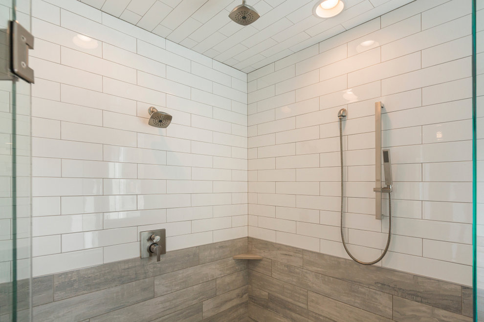 Bathroom with subway tiles
